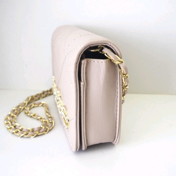 Bebe Blush Quilted Clutch with Gold Chain - Picture 2 of 5